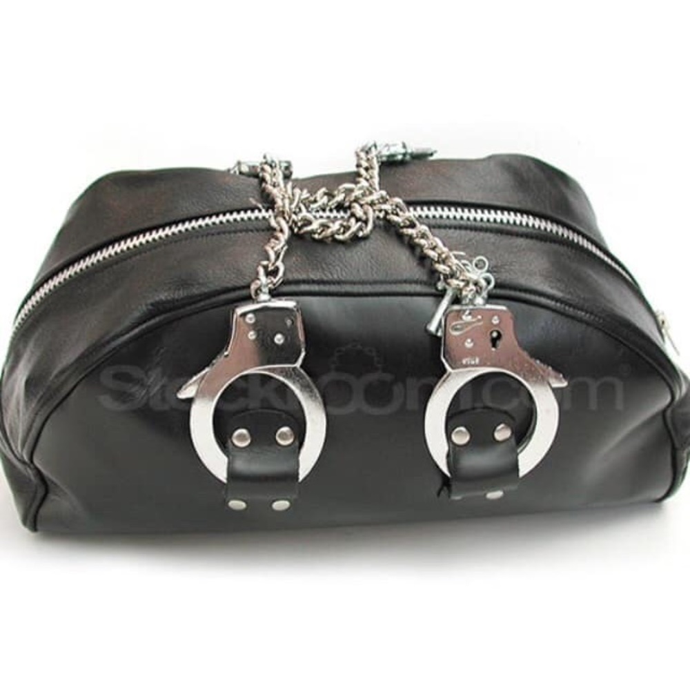 Leather Purse with Genuine Handcuff Handles